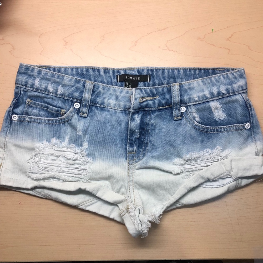 Forever 21 ripped denim shorts gradual color